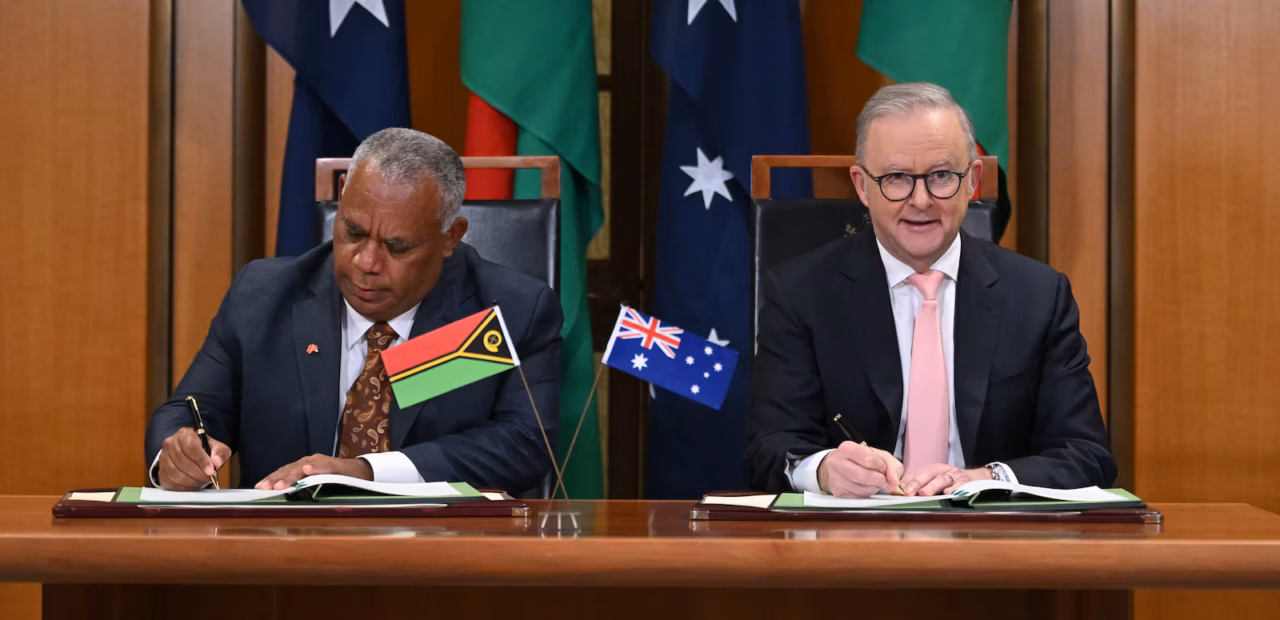 Australia and Vanuatu sign pact blocking foreign military bases