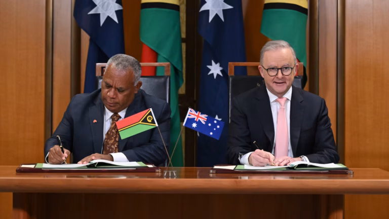 Australia and Vanuatu sign pact blocking foreign military bases