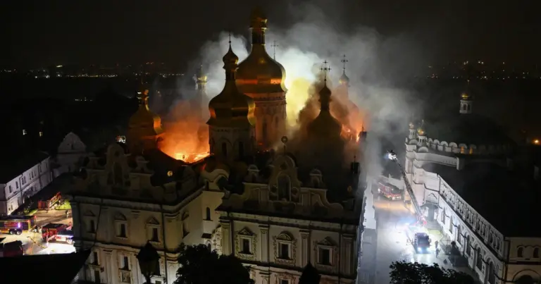 Fire at historic Kyiv monastery after Russian strikes