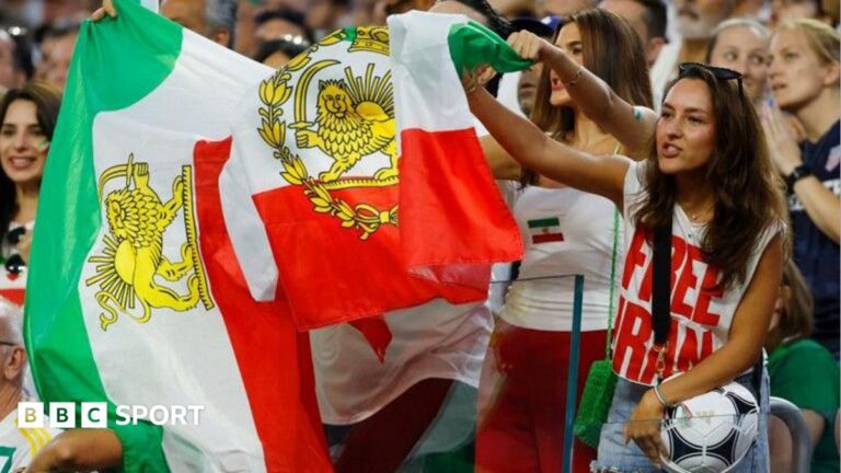 Iran diaspora divided over lion-and-sun flag at World Cup match