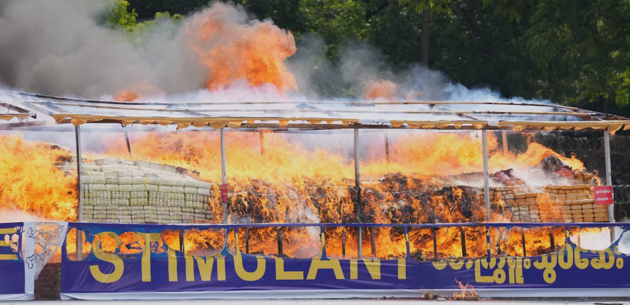 Myanmar burns $600 million in seized drugs on UN anti-drug day