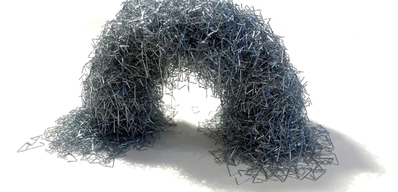 Staple-shaped particles create material that switches between strong and loose