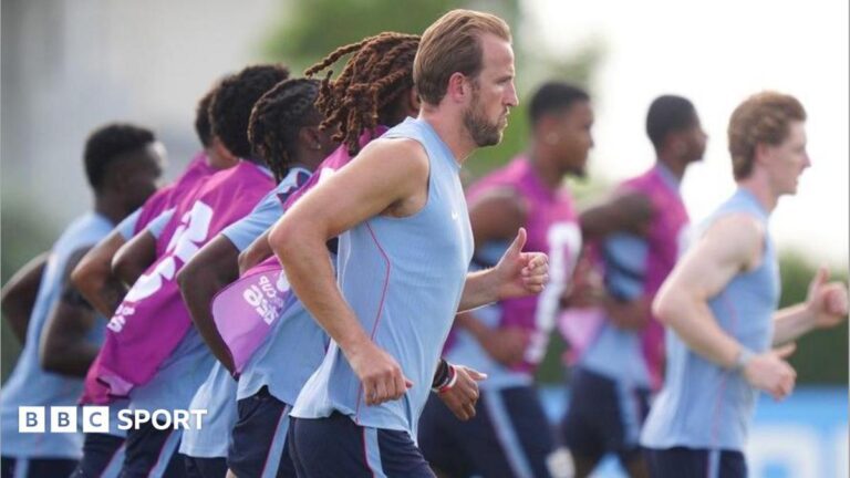 England's Guehi, Rice and James train before Norway World Cup quarter-final