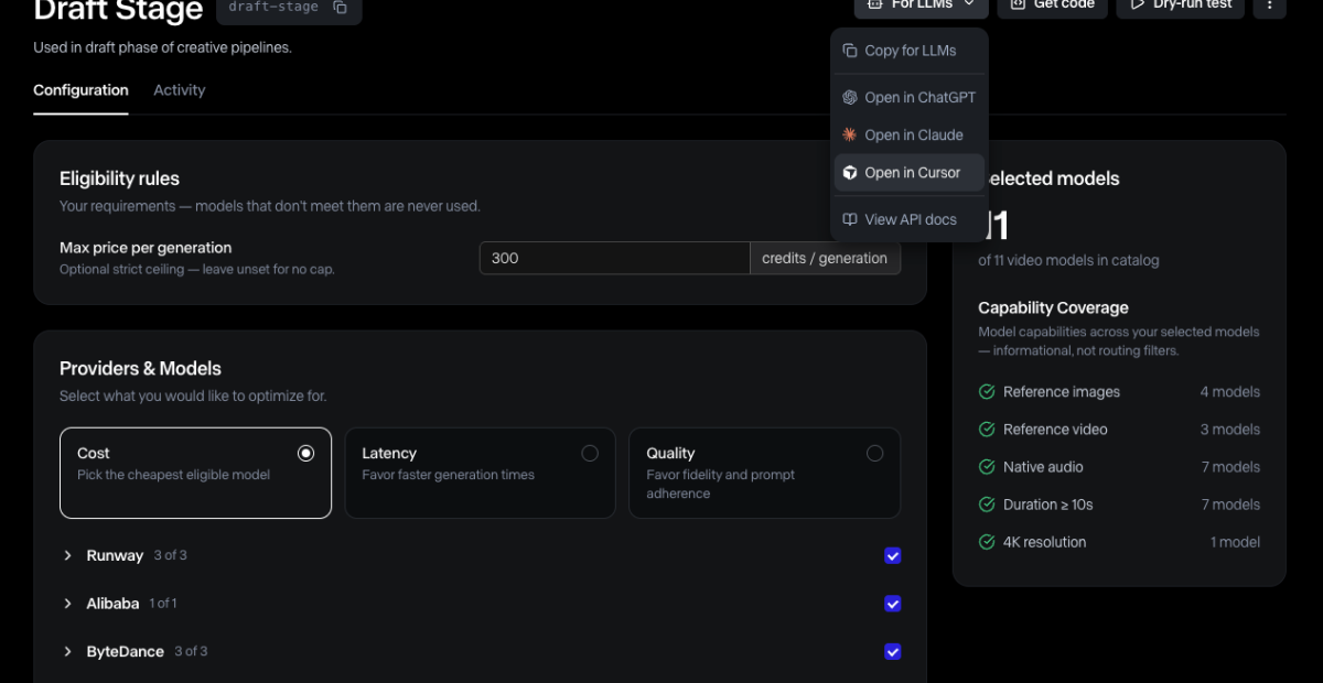 Runway launches AI model router for generative media