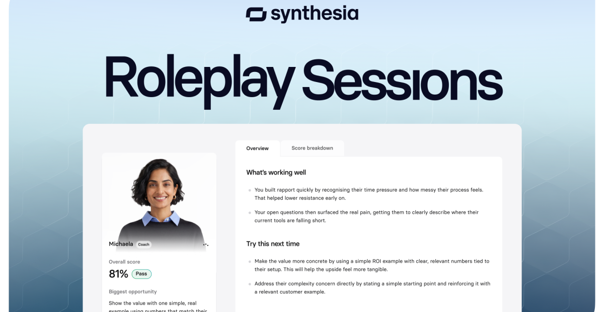 Synthesia launches AI roleplay training for enterprise employees